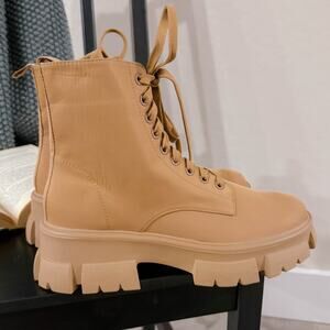 Steve Maden Thora Nylon Lace Up Chunky Combat Lug Boots Gorpcore Tan Size 9 NWT
